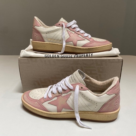 Golden Goose Ball Star Sneaker White Leather/Pink sz 38 New in Box - Picture 4 of 13